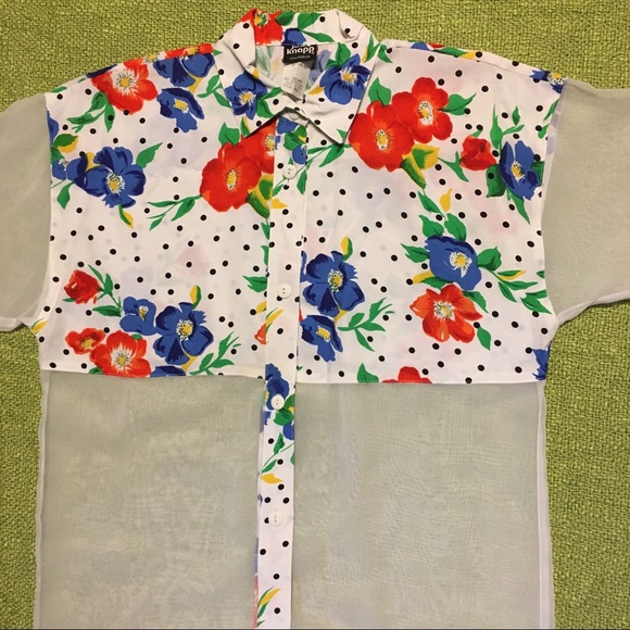 Vintage Tops - Vintage 80s floral sheer button down top